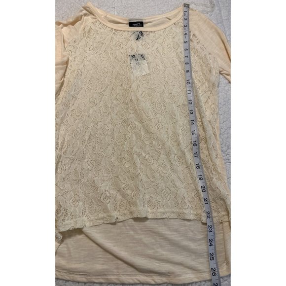 Rue 21 Ivory Cream High Low Knit Top Long-Sleeve Cotton Rayon Blend Women Size M - Picture 5 of 7